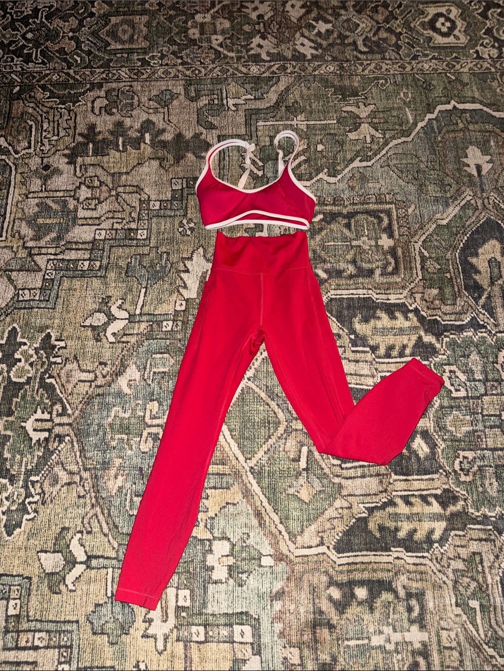 Red High-Waist Legging & Sports Bra Set